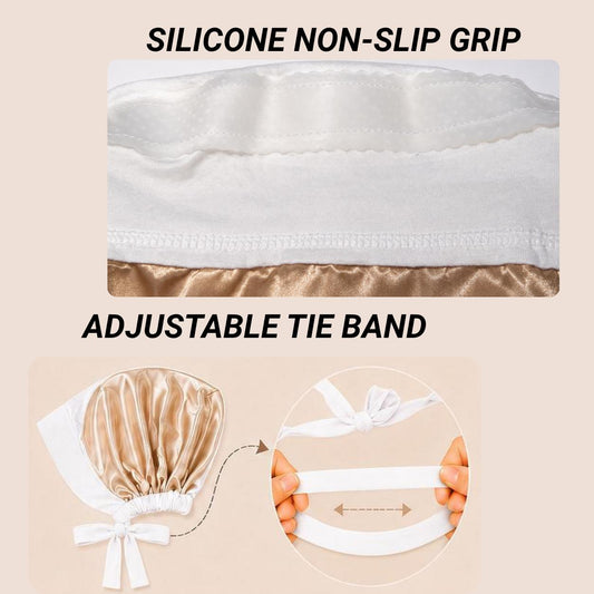 The SATIN GENTLE Grip Cap White - Non-Slip Hijab Undercap/turban with Silicone Grip & Tie-Back by Get A Grip