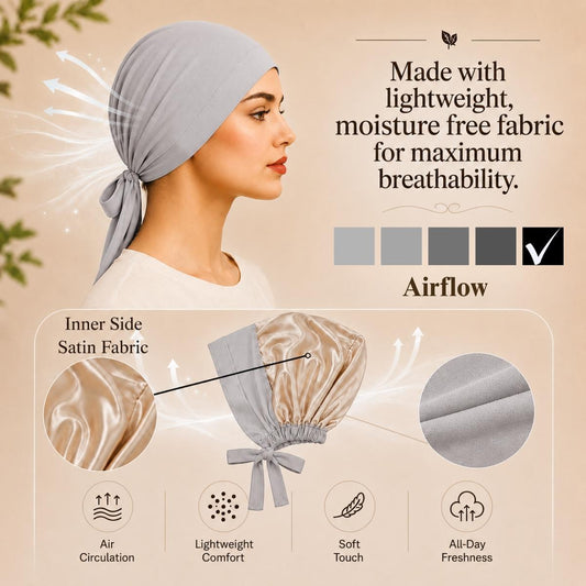 The SATIN GENTLE Grip Cap – Black | Non-Slip Undercap/Turban with Silicone Grip & Tie-Back by Get A Grip (Copy)