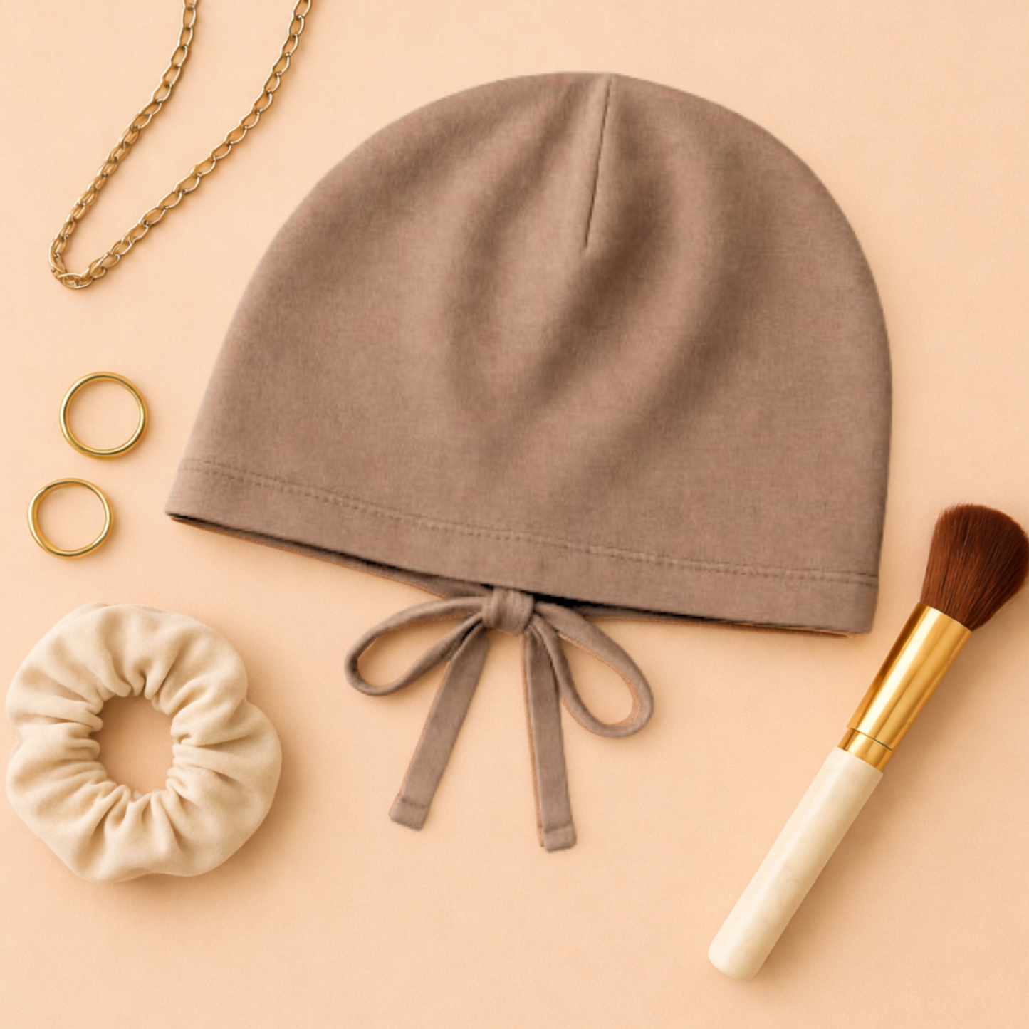 The GENTLE Grip Cap – Brown | Non-Slip Undercap/Turban with Silicone Grip & Tie-Back by Get A Grip