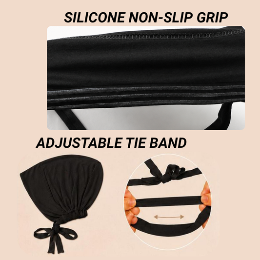 The GEL Grip Cap – Black | Non-Slip Undercap/Turban with Silicone Grip & Tie-Back by Get A Grip