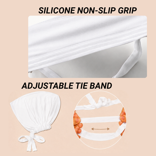 The GEL Grip Cap – White | Non-Slip Undercap/Turban with Silicone Grip & Tie-Back by Get A Grip Basic Clothing