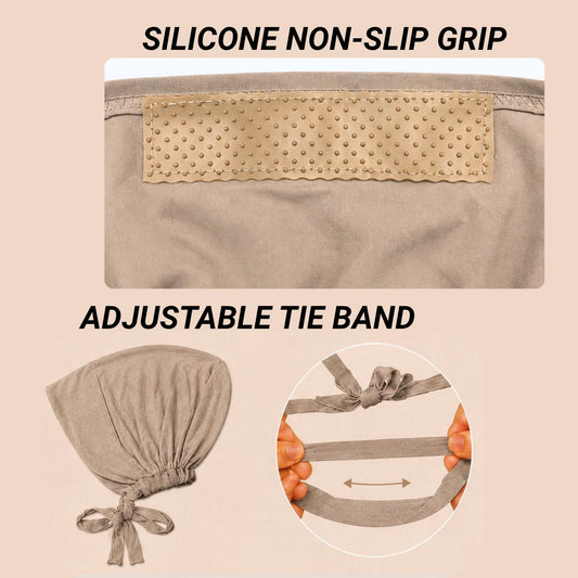 The Grip Cap – Beige | Non-Slip Undercap/Turban with Silicone Grip & Tie-Back by Get A Grip Basic Clothing