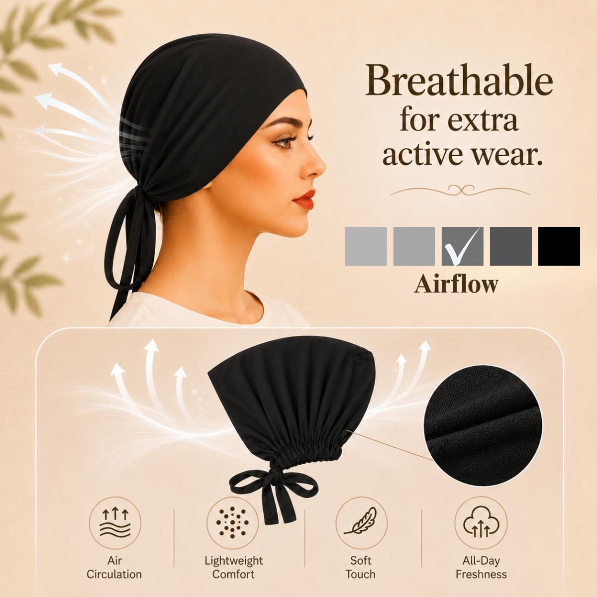 The GEL Grip Cap – Black | Non-Slip Undercap/Turban with Silicone Grip & Tie-Back by Get A Grip