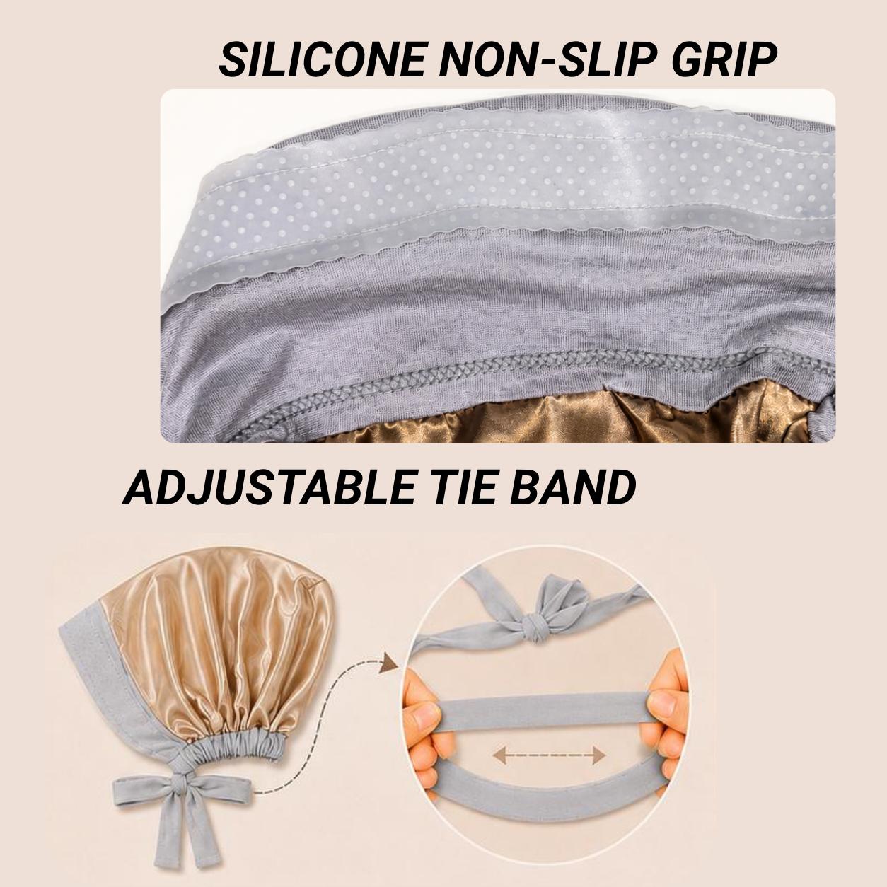 The SATIN GENTLE Grip Cap – Black | Non-Slip Undercap/Turban with Silicone Grip & Tie-Back by Get A Grip (Copy)