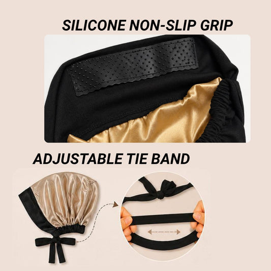 The SATIN Grip Cap – Black | Non-Slip Hijab Undercap/turban with Silicone Grip & Tie-Back by Get A Grip