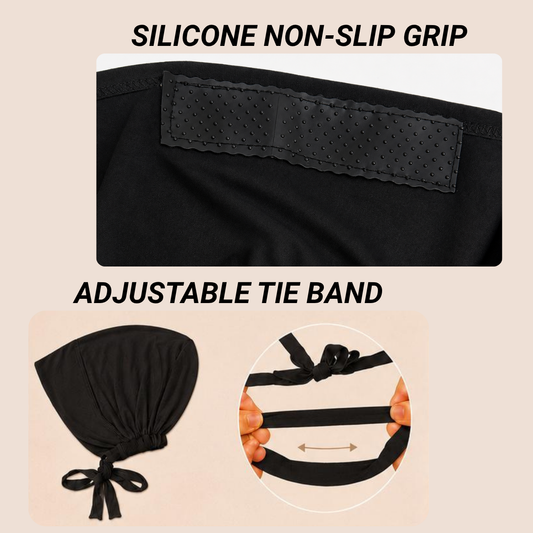The Grip Cap – Black | Non-Slip Undercap/Turban with Silicone Grip & Tie-Back by Get A Grip