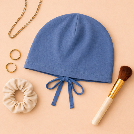 The Grip Cap – Blue | Non-Slip Hijab Undercap with Silicone Grip & Tie-Back by Get A Grip
