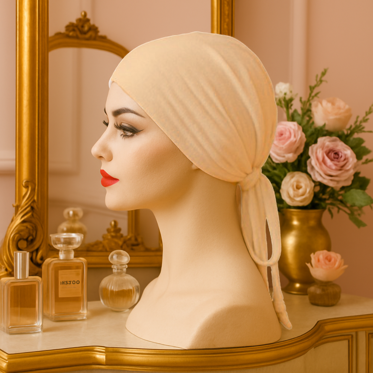 The Grip Cap – Nude | Non-Slip Hijab Undercap with Silicone Grip & Tie-Back by Get A Grip