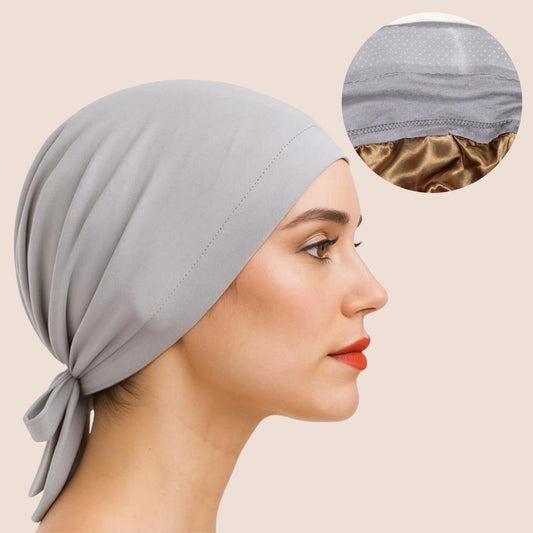 The SATIN GENTLE Grip Cap – Black | Non-Slip Undercap/Turban with Silicone Grip & Tie-Back by Get A Grip (Copy)