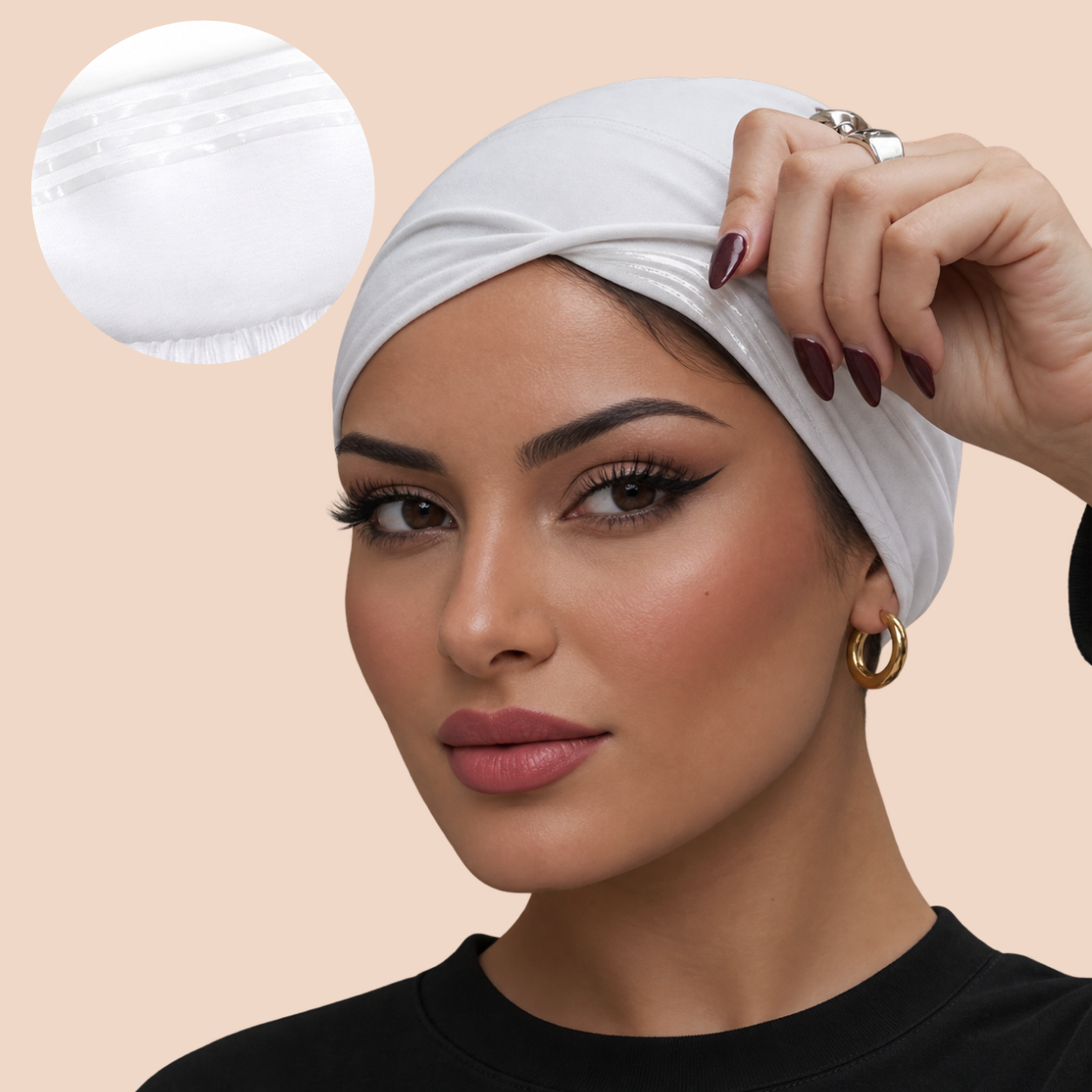 The GEL Grip Cap – White | Non-Slip Undercap/Turban with Silicone Grip & Tie-Back by Get A Grip Basic Clothing