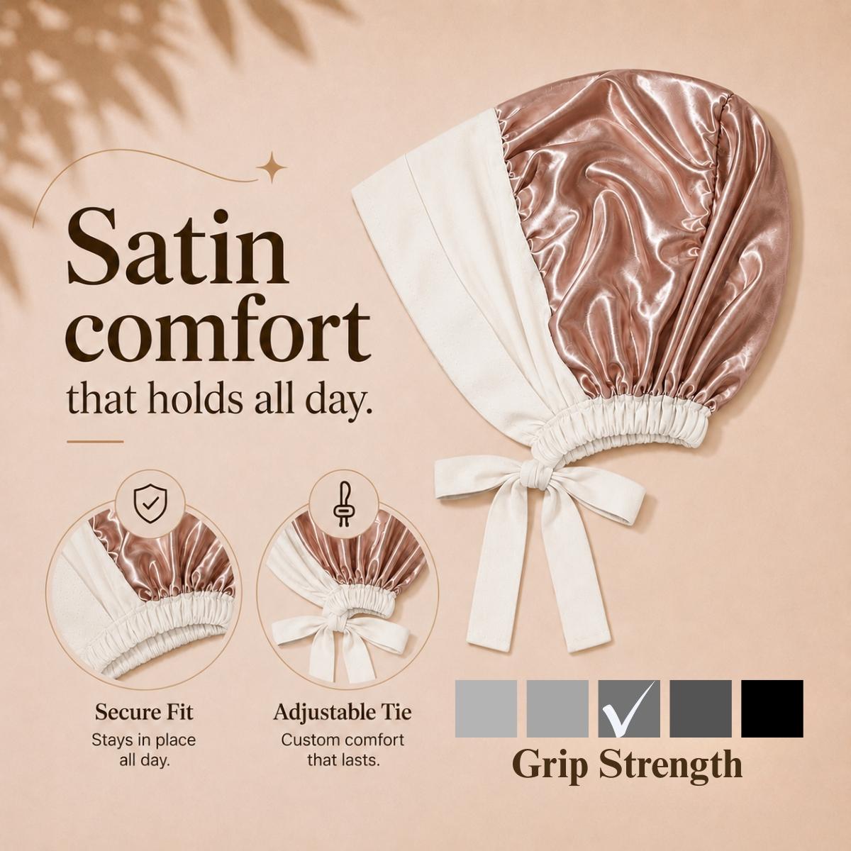 The SATIN GENTLE Grip Cap White - Non-Slip Hijab Undercap/turban with Silicone Grip & Tie-Back by Get A Grip
