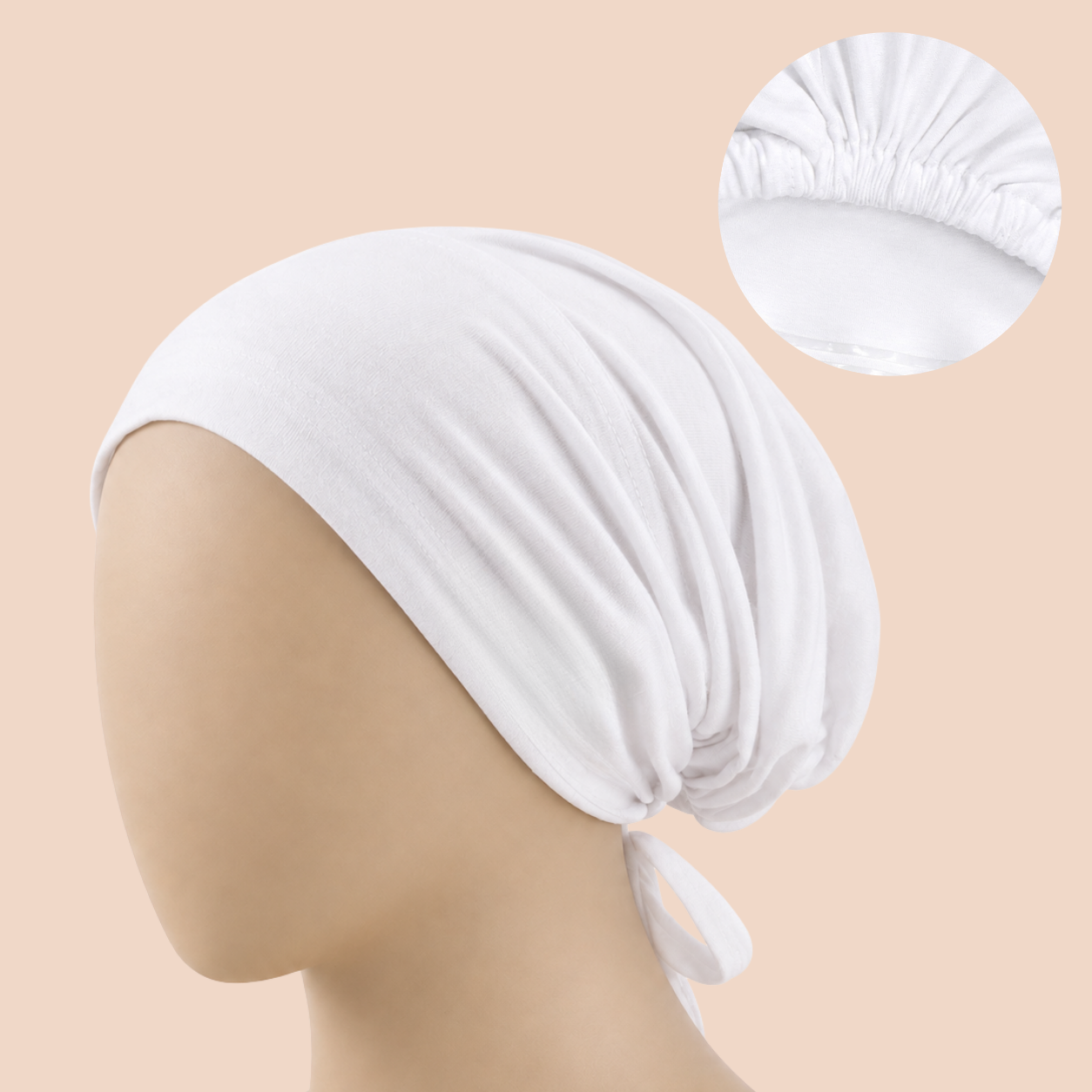 The GEL Grip Cap – White | Non-Slip Undercap/Turban with Silicone Grip & Tie-Back by Get A Grip Basic Clothing