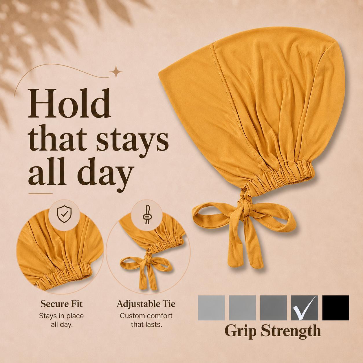 The ULTRA Grip Cap Tan - Non-Slip Undercap/Turban with Silicone Grip & Tie-Back for Muslims Modesty One Size Fits All Style
