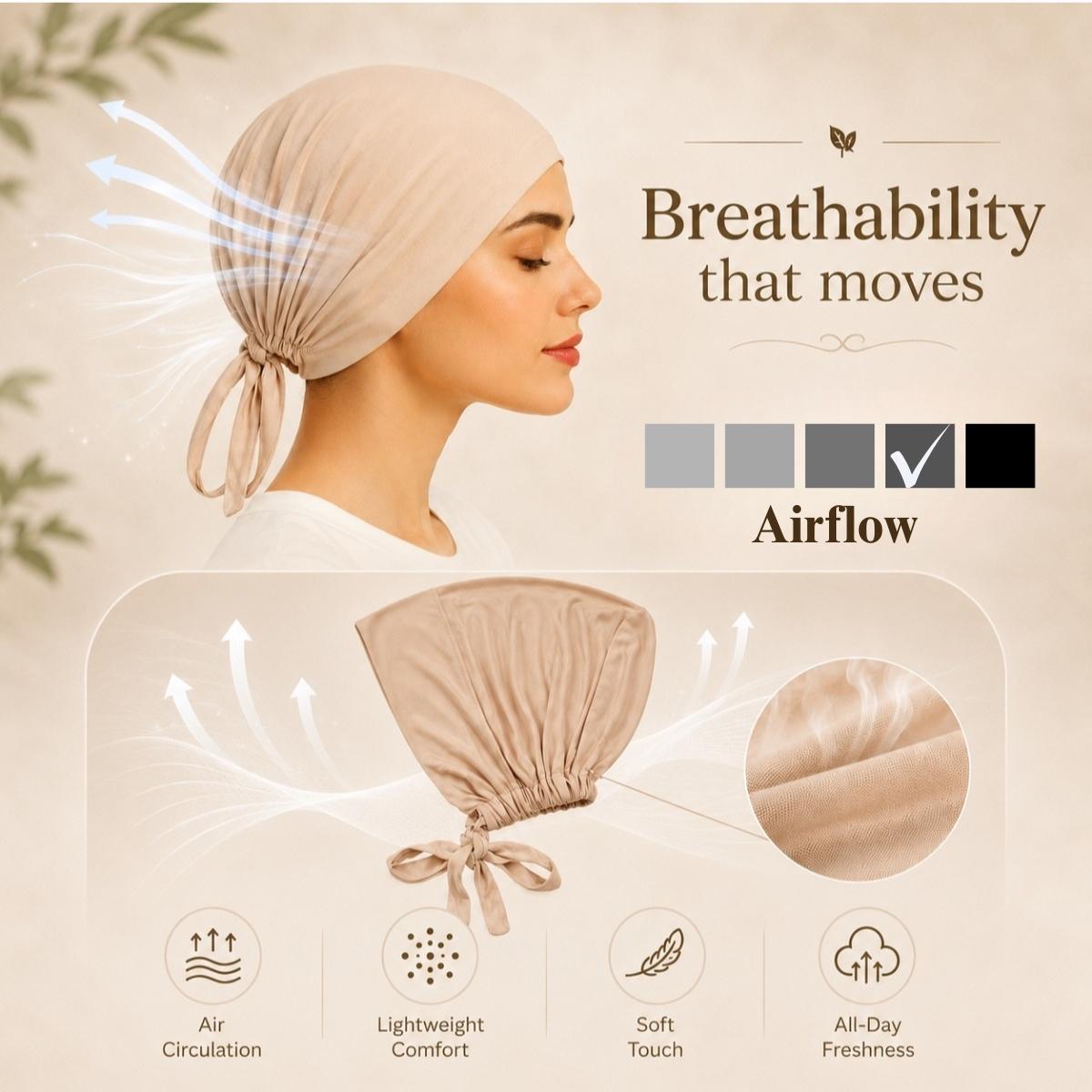 The SATIN GENTLE Grip Cap – Beige | Non-Slip Undercap/Turban with Silicone Grip & Tie-Back by Get A Grip