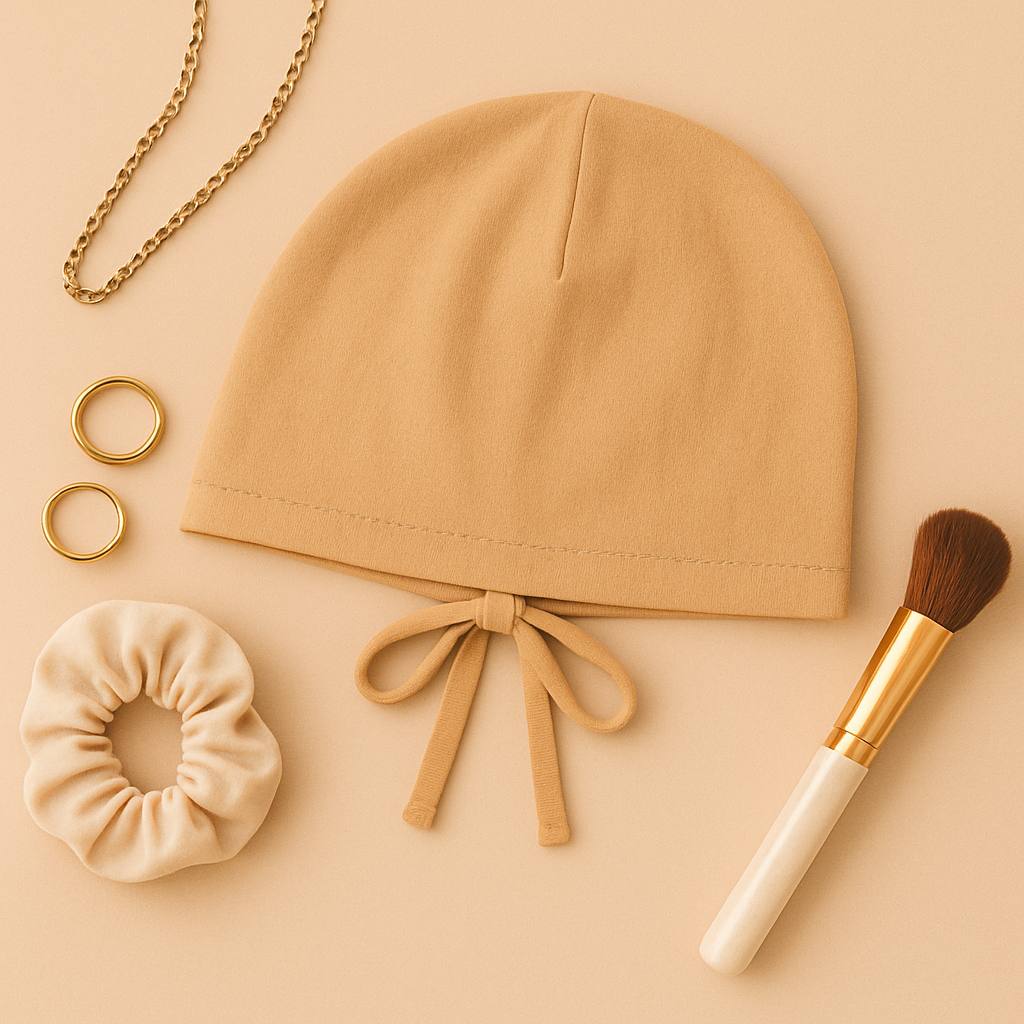 The Grip Cap – Tan | Non-Slip Hijab Undercap with Silicone Grip & Tie-Back by Get A Grip