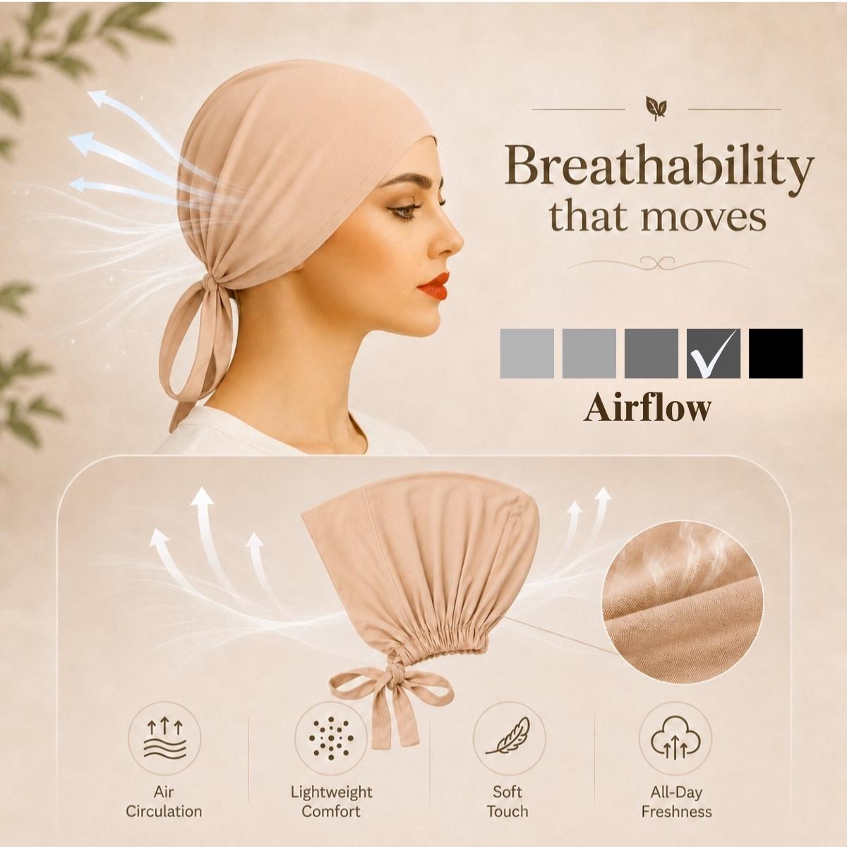 The Grip Cap – Nude | Non-Slip Undercap/Turban with Silicone Grip & Tie-Back by Get A Grip Basic Clothing