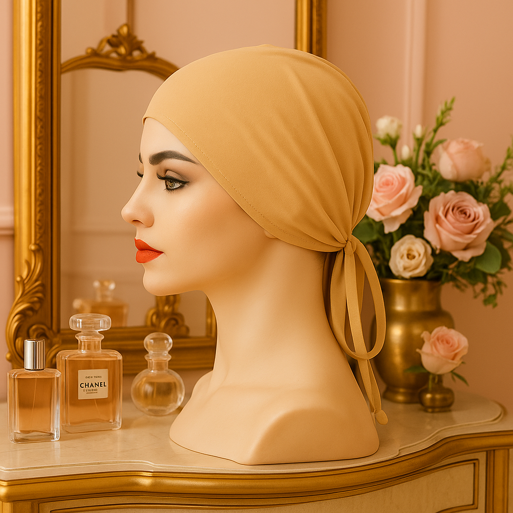 The Grip Cap – Tan | Non-Slip Hijab Undercap with Silicone Grip & Tie-Back by Get A Grip