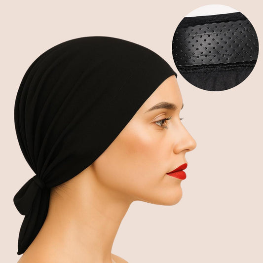 The ULTRA Grip Cap – Black | Non-Slip Undercap/Turban with Silicone Grip & Tie-Back by Get A Grip