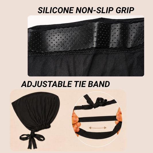 The ULTRA Grip Cap – Black | Non-Slip Undercap/Turban with Silicone Grip & Tie-Back by Get A Grip