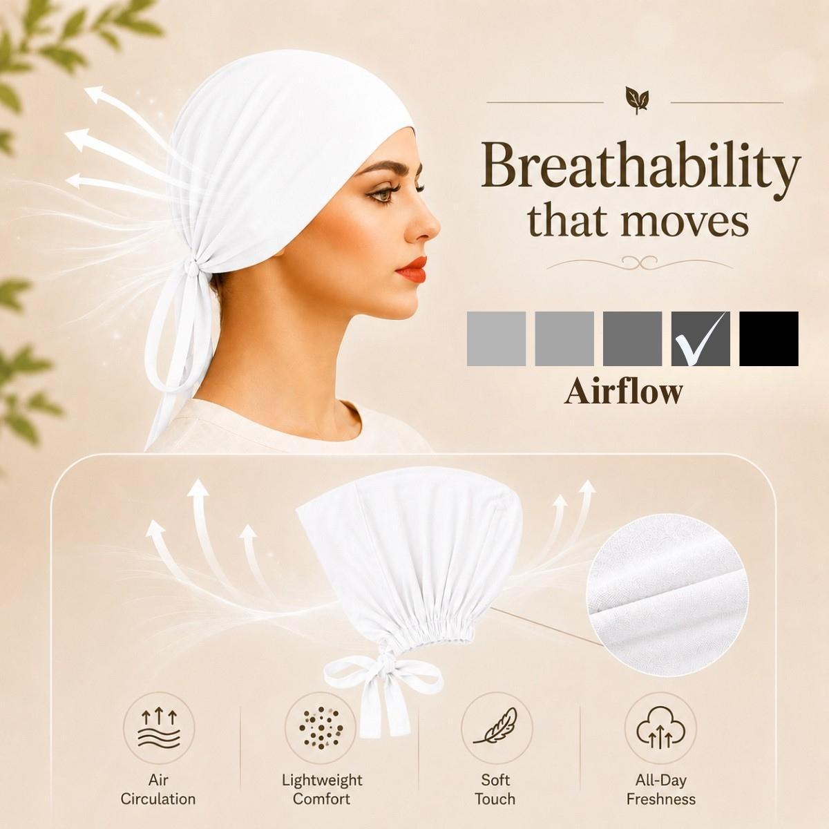 The Grip Cap – White | Non-Slip Undercap/Turban with Silicone Grip & Tie-Back by Get A Grip Basic Clothing